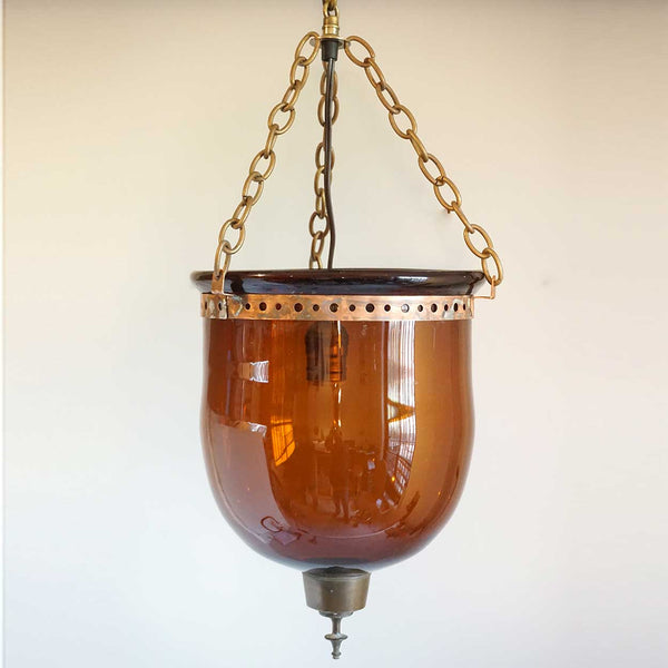 Anglo Indian Regency Style Amber Bristol Glass One-Light Hall Lantern