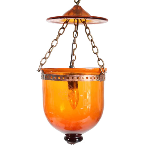 Belgian Val St. Lambert Amber Glass One-Light Hall Lantern