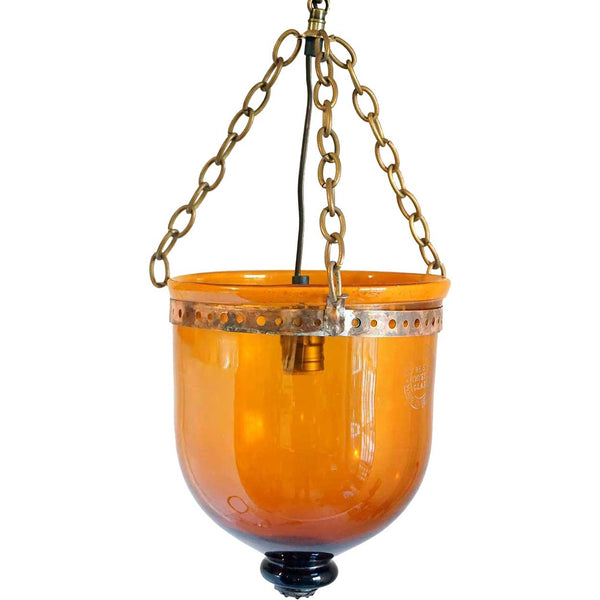 Belgian Val St. Lambert Amber Glass One-Light Hall Lantern