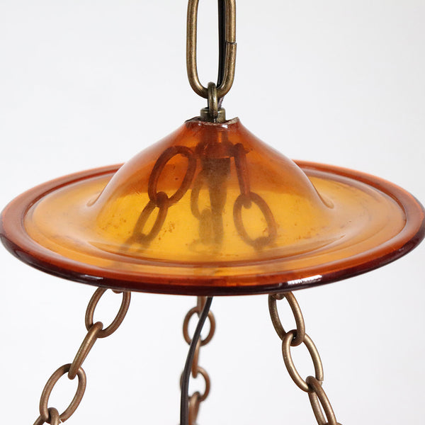 Belgian Val St. Lambert Amber Glass One-Light Hall Lantern