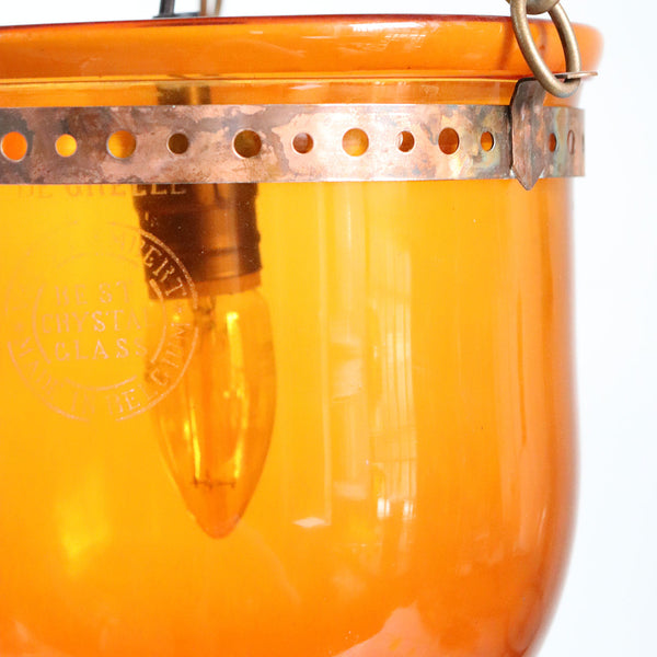 Belgian Val St. Lambert Amber Glass One-Light Hall Lantern