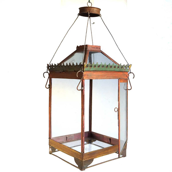 Anglo Indian Red Toleware Hanging Lantern