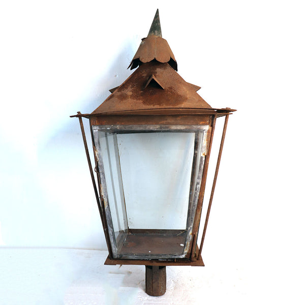 Anglo Indian Toleware and Glass Post Lantern