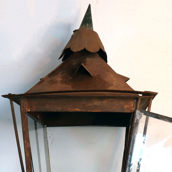 Anglo Indian Toleware and Glass Post Lantern