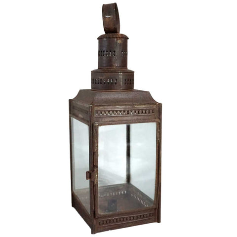 Anglo Indian Toleware and Glass Candle Lantern