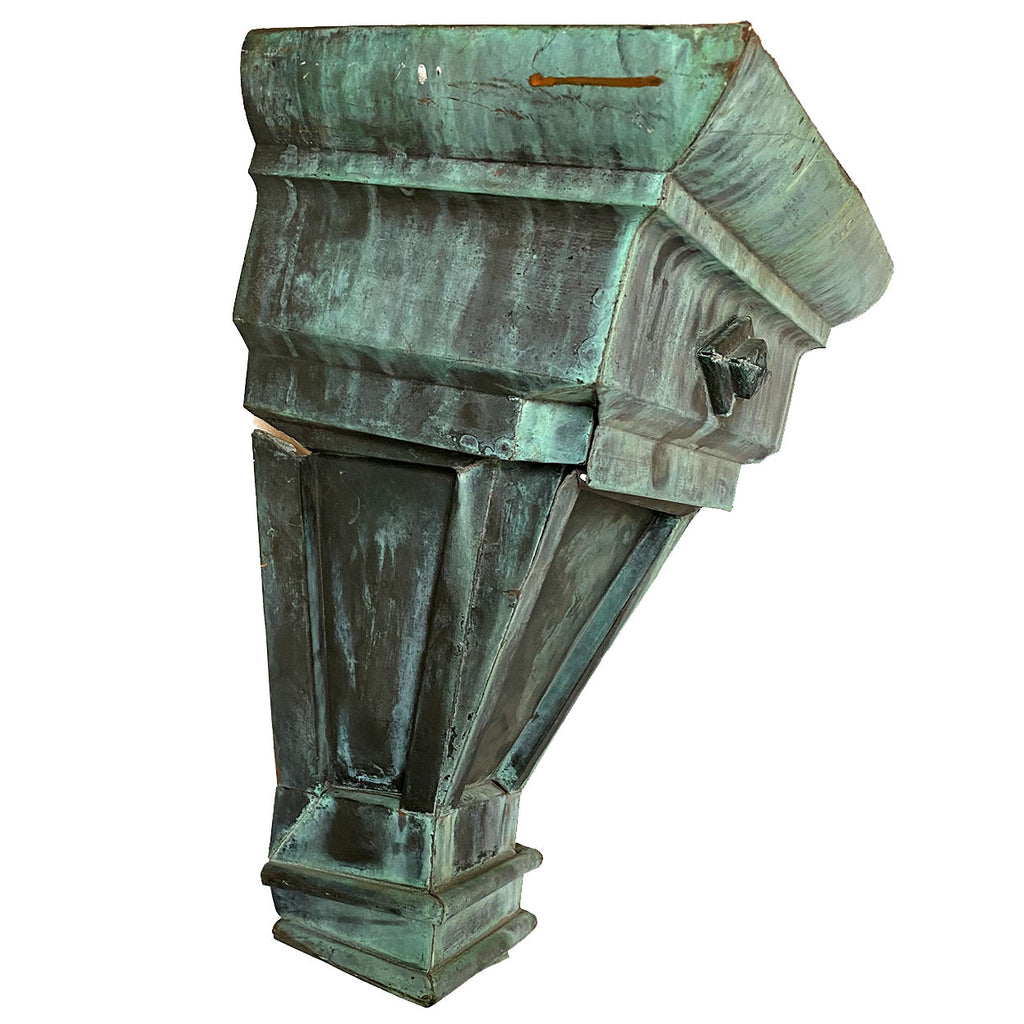 American Verdigris Copper Scupper as a One-Light Wall Sconce