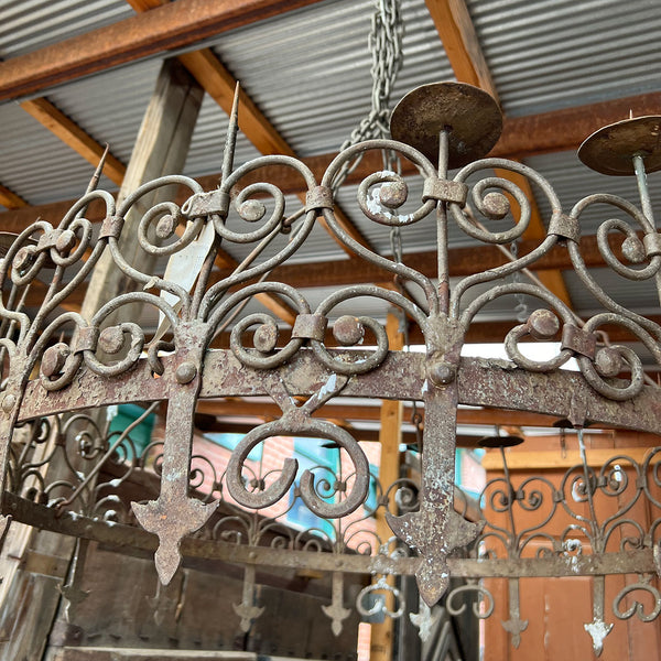 Large Danish Medieval Style Wrought Iron 18-Light Candlelight Chandelier