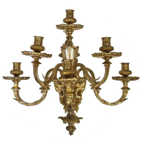 French Louis XVI Style Gilt Bronze Six-Light Wall Sconce