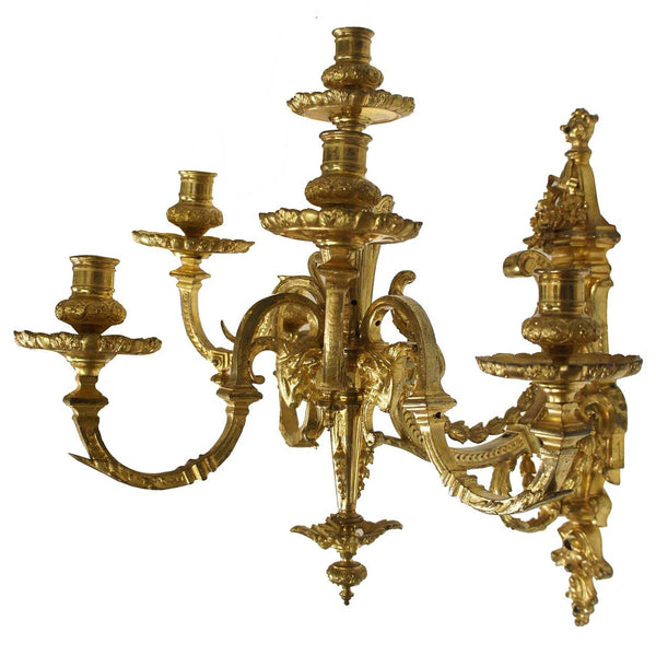 French Louis XVI Style Gilt Bronze Six-Light Wall Sconce