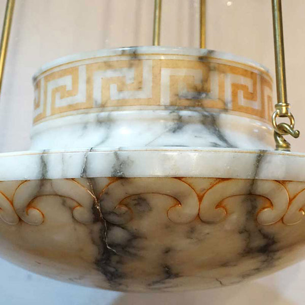 Vintage Italian Alabaster and Brass Bowl One-Light Pendant Fixture