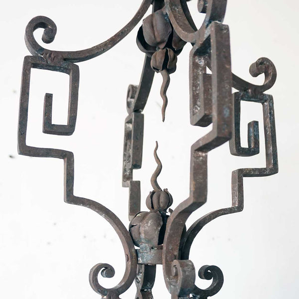 Large French Baroque Style Wrought Iron Floral Eight-Light Chandelier