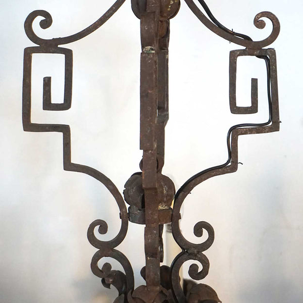 Large French Baroque Style Wrought Iron Floral Eight-Light Chandelier