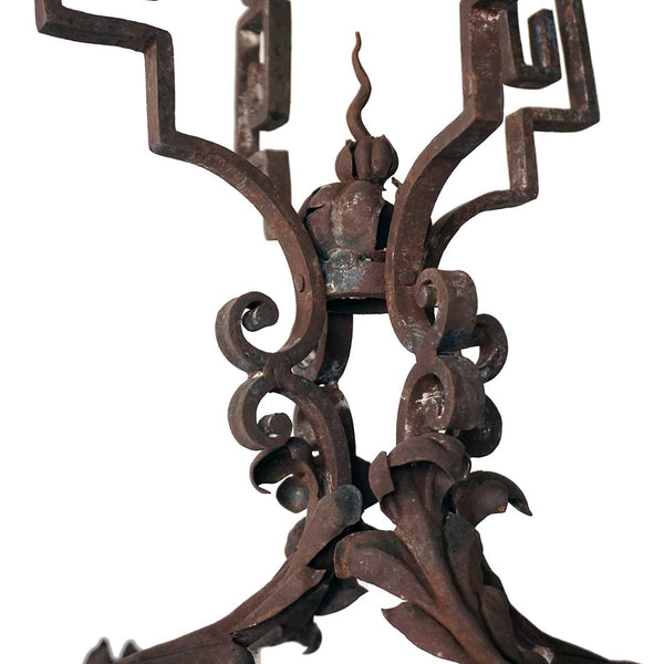 Large French Baroque Style Wrought Iron Floral Eight-Light Chandelier