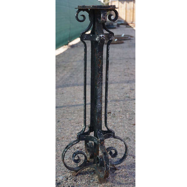 French Black Painted Wrought Iron Stairway or Gate Exterior Lantern Lamp Post