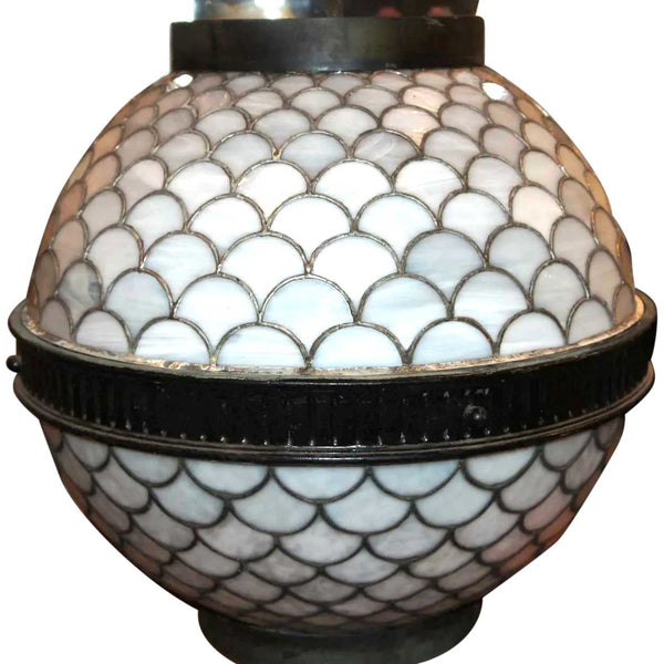American Leaded Glass Globe Hanging Four-Light Pendant Hall Light