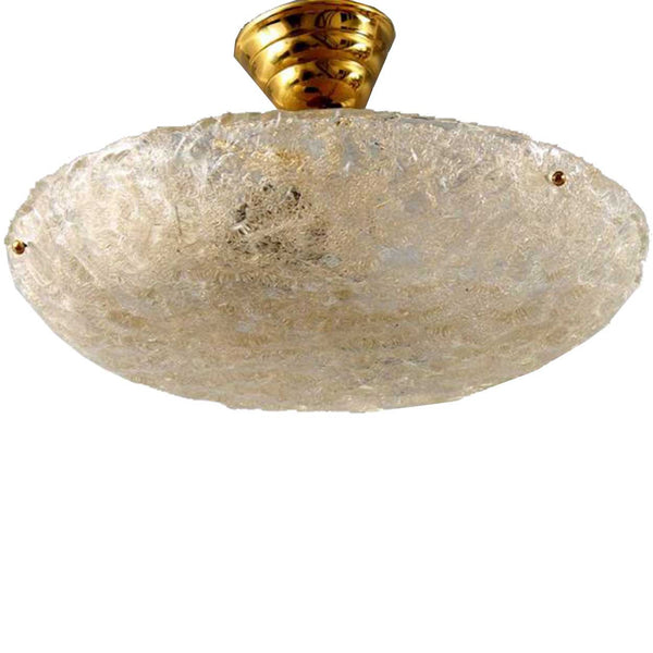 Vintage Swedish Mid Century Brass and Glass Two-Light Ceiling Light