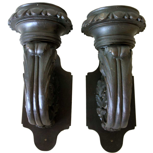 Pair of American Neoclassical Chicago Bronze Obelisk 1-Light Sconces