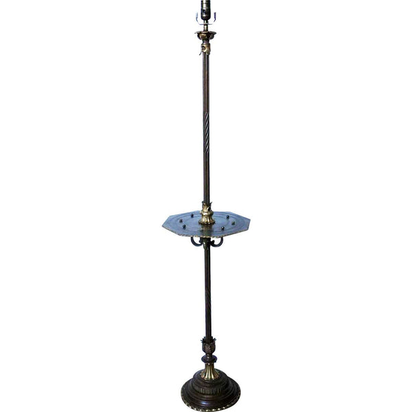 Vintage American Bronze Integrated Table One-Light Floor Lamp