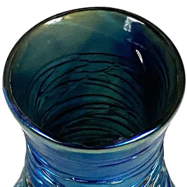 American Durand Glass Blue Iridescent Threaded Table Lamp Base Part