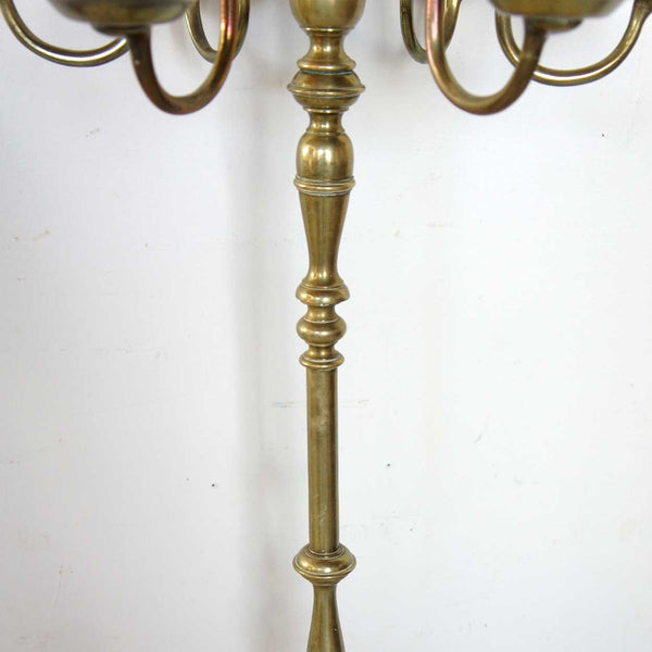 Swedish or Dutch Brass Six-Light Floor Standing Candelabra