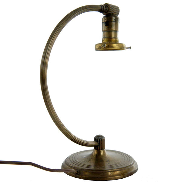 American Chase Art Deco Brass Arched Arm One-Light Table Lamp