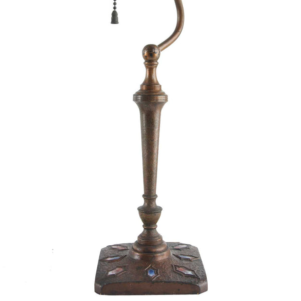 American L.H. Nash Metal Arts Bronze and Enameled One-Light Table Lamp