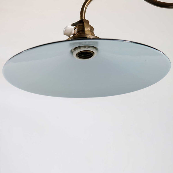 English Victorian Green Shade Brass Gooseneck Adjustable One-Light Table Lamp