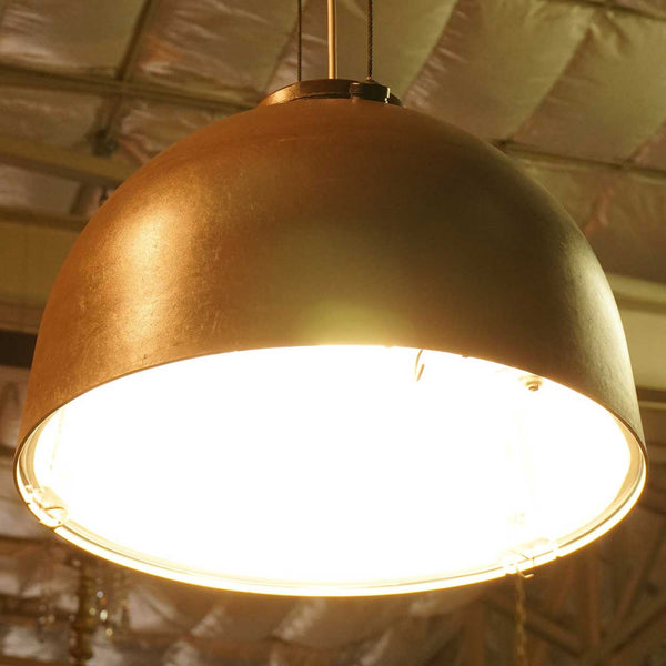 Vintage Danish Dome Industrial Street Light Philips Copenhagen Model Patinated Fiberglass