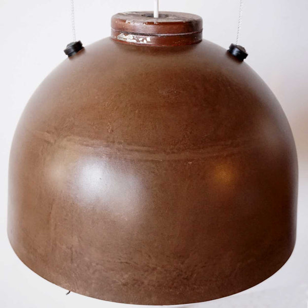 Vintage Danish Dome Industrial Street Light Philips Copenhagen Model Patinated Fiberglass