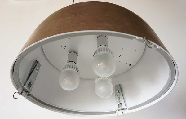 Vintage Danish Dome Industrial Street Light Philips Copenhagen Model Patinated Fiberglass