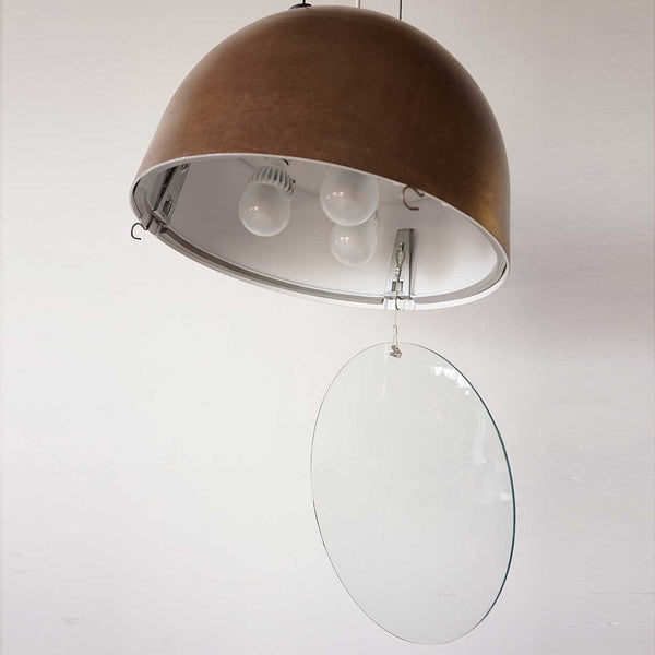 Vintage Danish Dome Industrial Street Light Philips Copenhagen Model Patinated Fiberglass