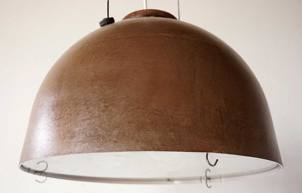 Vintage Danish Dome Industrial Street Light Philips Copenhagen Model Patinated Fiberglass