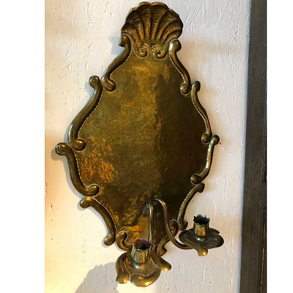 Pair of Swedish Grace Brass Two-Arm Candle Wall Sconces