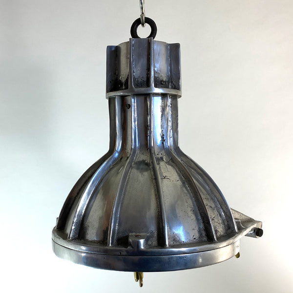 Vintage Style Industrial Aluminum and Brass Hanging Pendant Ship Light
