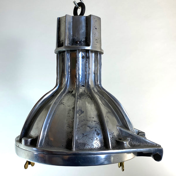 Vintage Style Industrial Aluminum and Brass Hanging Pendant Ship Light