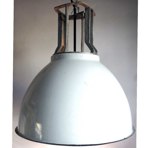 Vintage Industrial White Enamel Shade One-Light Hanging Pendant Light
