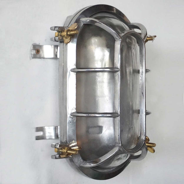 Medium Vintage Style Industrial Aluminum Caged Wall Sconce/Ceiling Ship's Light Fixture