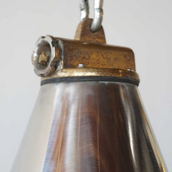 Vintage Industrial Steel and Aluminum Ship's Cargo Hanging Pendant Light