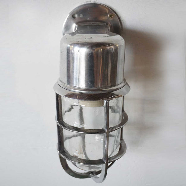 Vintage Style Industrial Aluminum Cage and Glass Bracket Wall Sconce Ship's Light Fixture (29 Available)