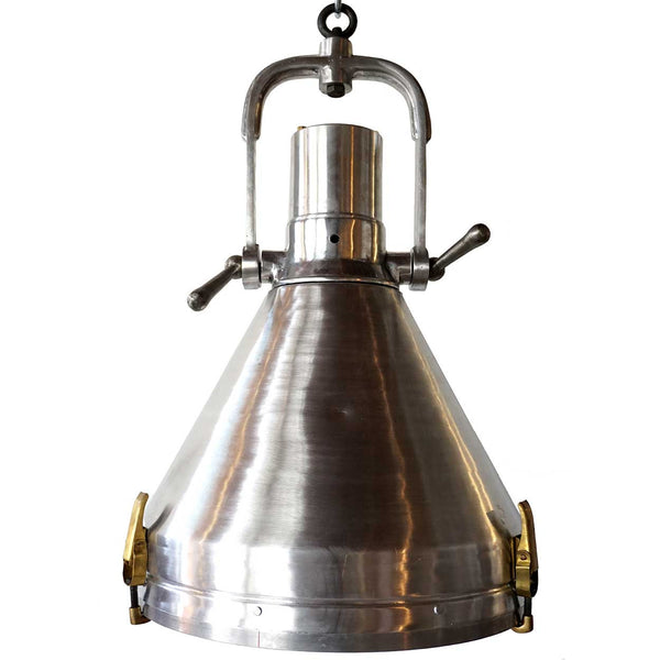 Vintage Style Industrial Heavy Aluminum and Brass Ship Cargo Hanging Pendant Light