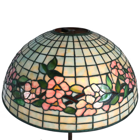 American Tiffany Studios Dogwood Leaded Glass Table Lamp Shade