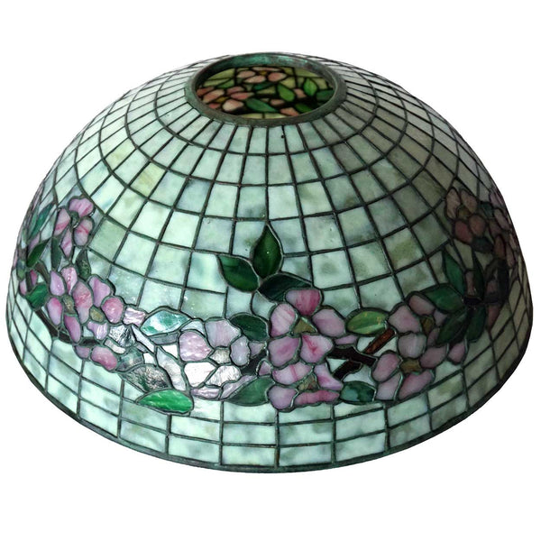 American Tiffany Studios Dogwood Leaded Glass Table Lamp Shade