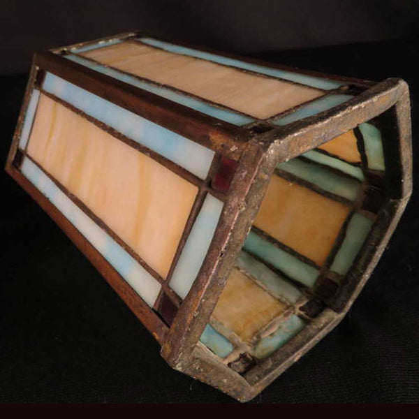 American Arts and Crafts Zinc and Copper Foiled Leaded Glass Lantern Shade