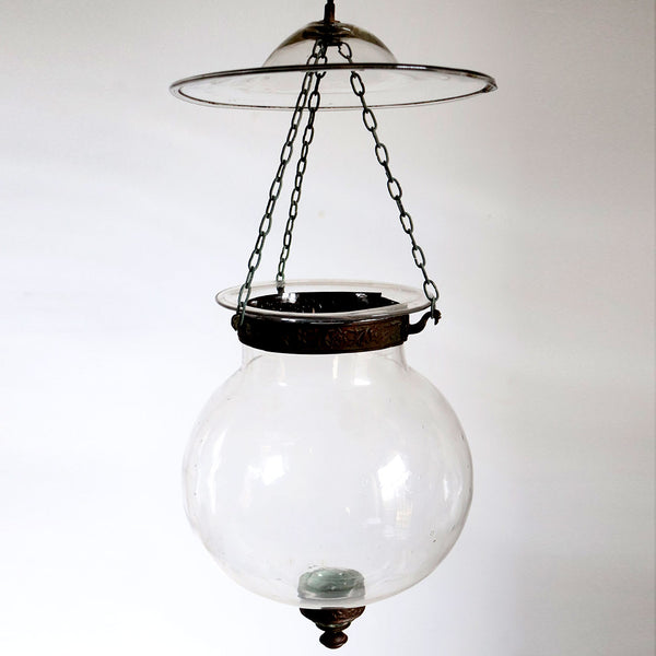 Small Belgian Export Glass Globe Hall Candle Lantern