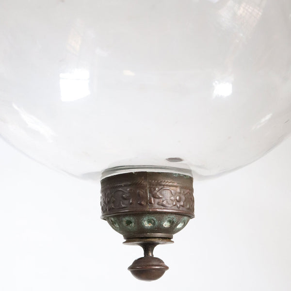 Small Belgian Export Glass Globe Hall Candle Lantern