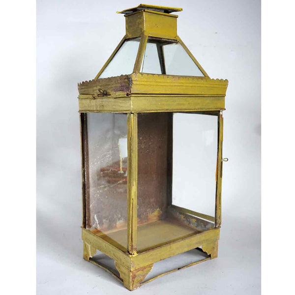 Anglo Indian Yellow Painted Toleware Wall Lantern