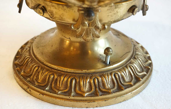 American Gilt Bronze and Iridescent Gold Glass Globe Flush Mount Ceiling Light