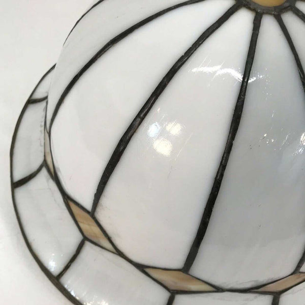 American Arts and Crafts Leaded Bent Slag Glass Three-Light Pendant Light