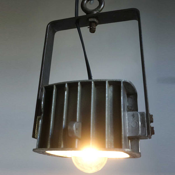 Vintage Industrial Aluminum One-Light Hanging Pendant Light