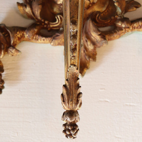 French Louis XV Revival Gilt Bronze Two-Light Wall Sconce Light